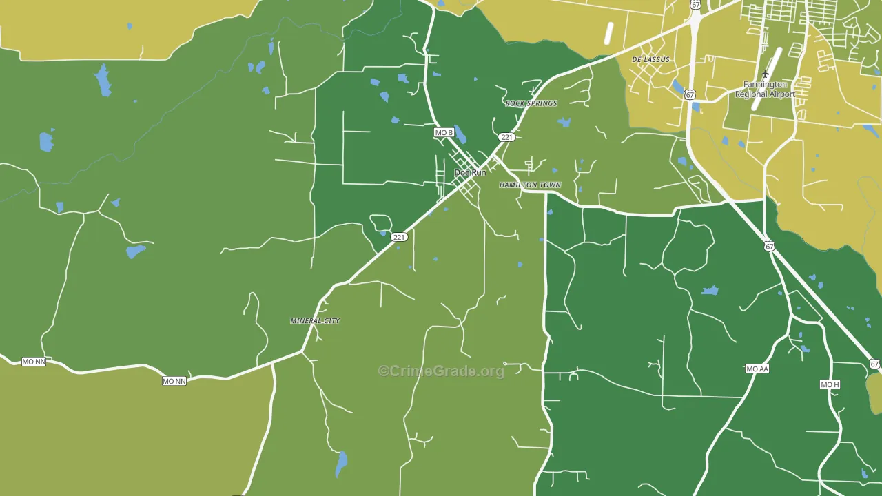 Doe Run, MO Map of Vehicle Theft Rates