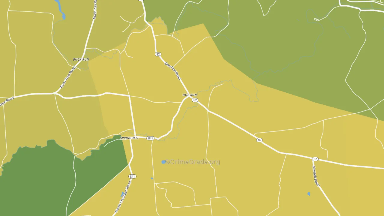 Doe Run, PA Map of Vehicle Theft Rates