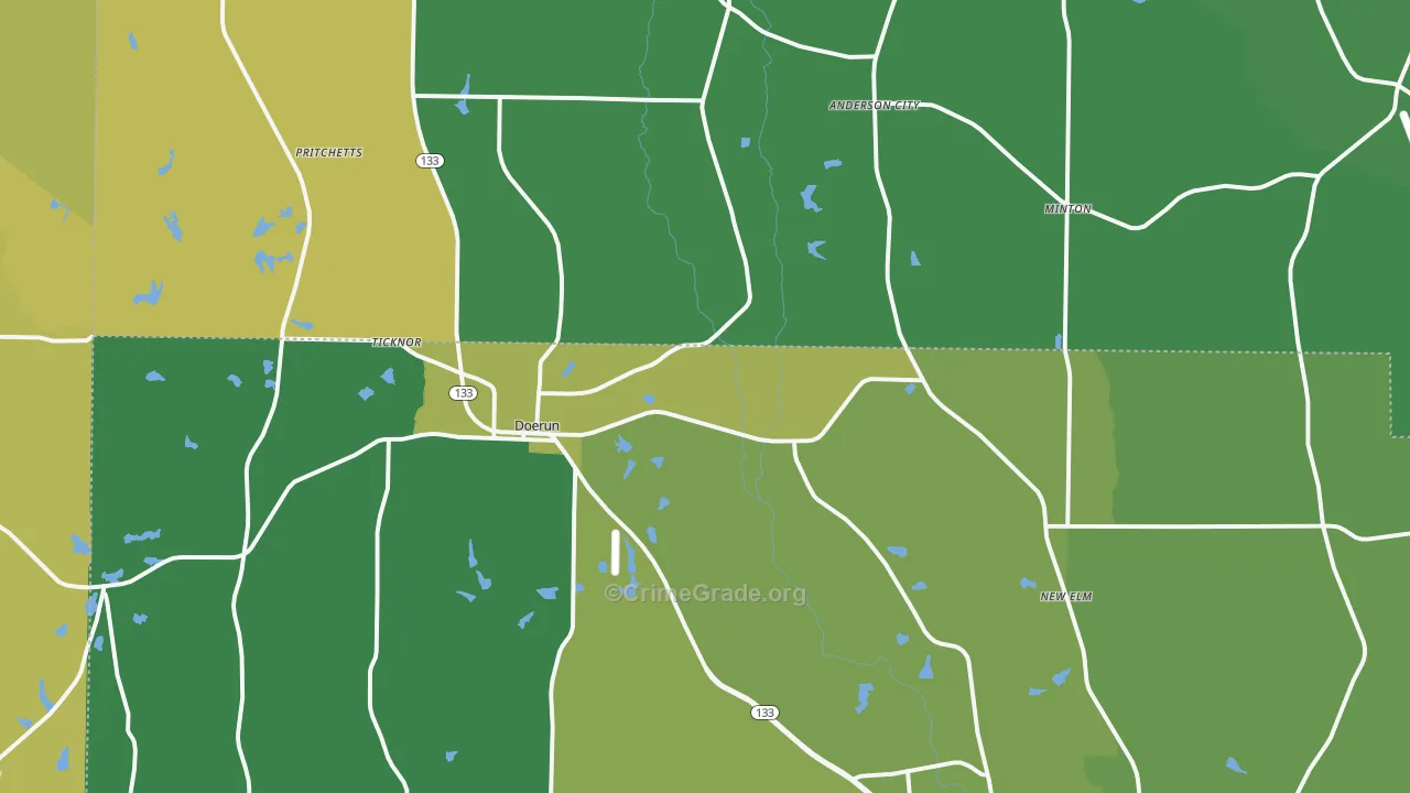 Doerun, GA Map of Vehicle Theft Rates