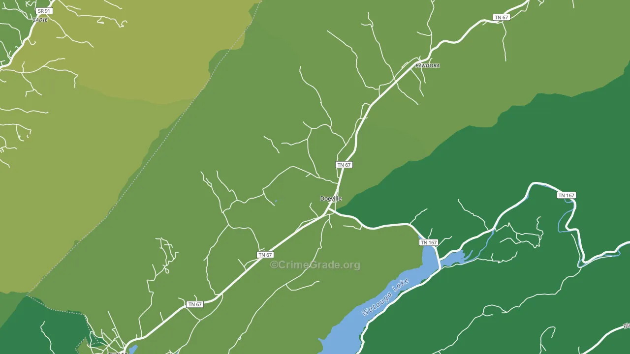 Doeville, TN Map of Vehicle Theft Rates