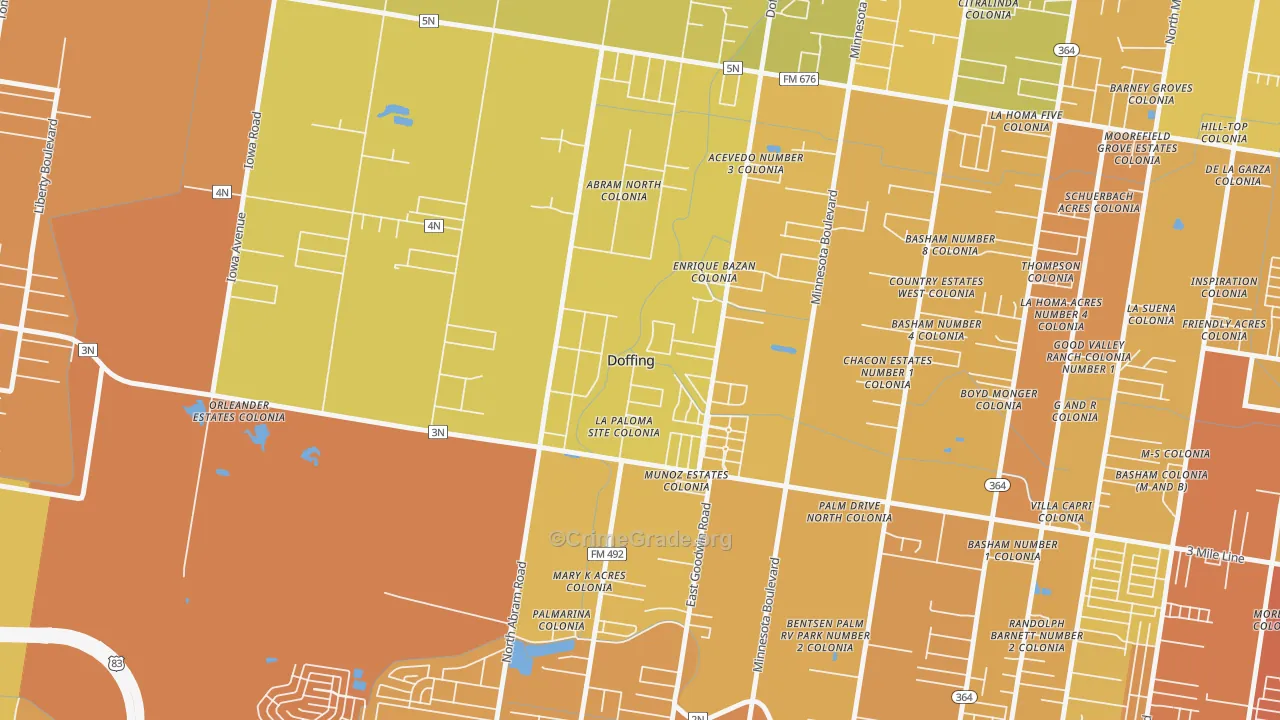 Doffing, Mission, TX Map of Vehicle Theft Rates