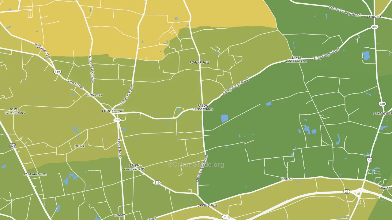 Dog Bluff, SC Map of Vehicle Theft Rates