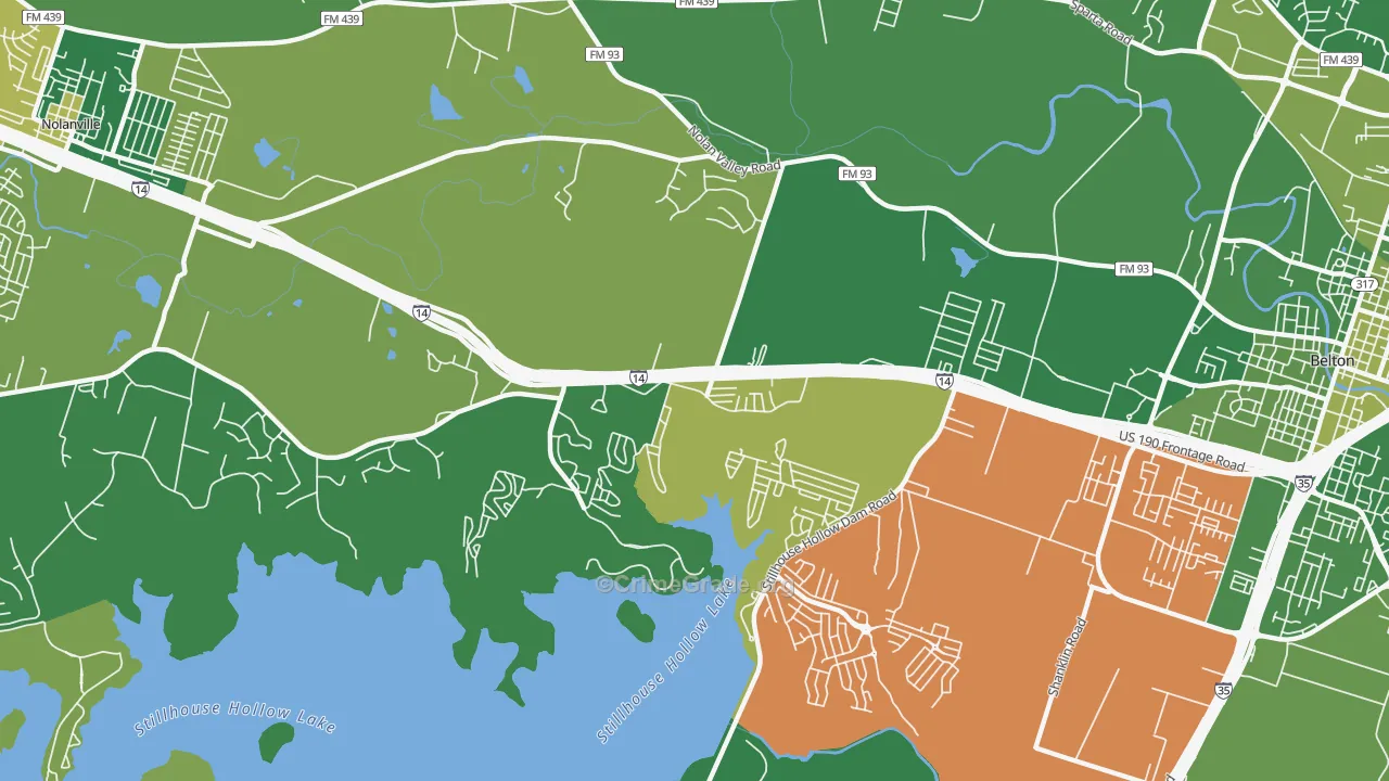 Dog Ridge, TX Map of Vehicle Theft Rates