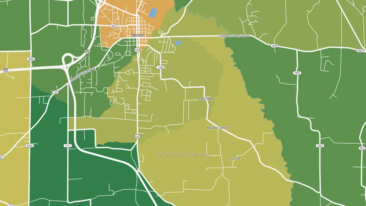 Dogtown, KY Map of Vehicle Theft Rates