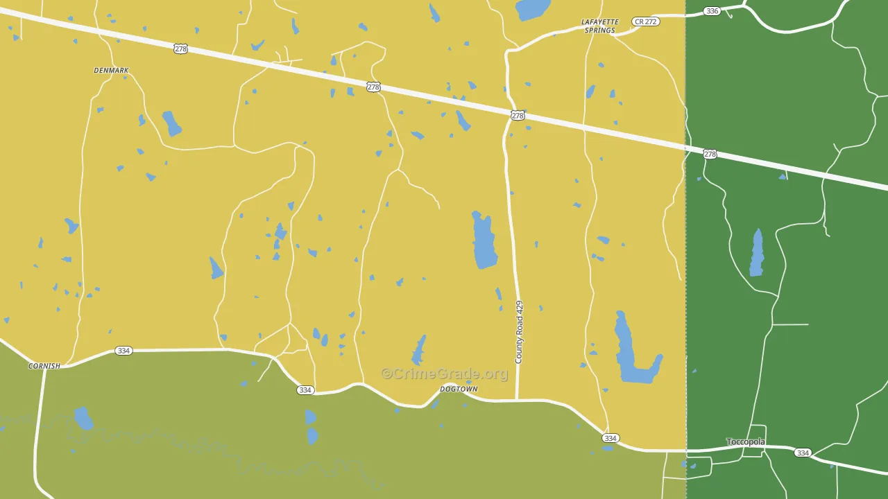 Dogtown, MS Map of Vehicle Theft Rates
