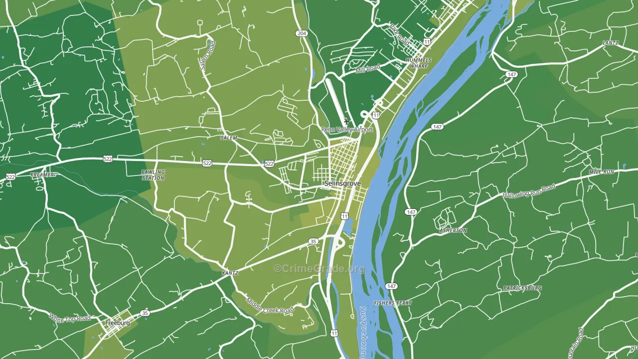 Dogtown, Selinsgrove, PA Map of Vehicle Theft Rates