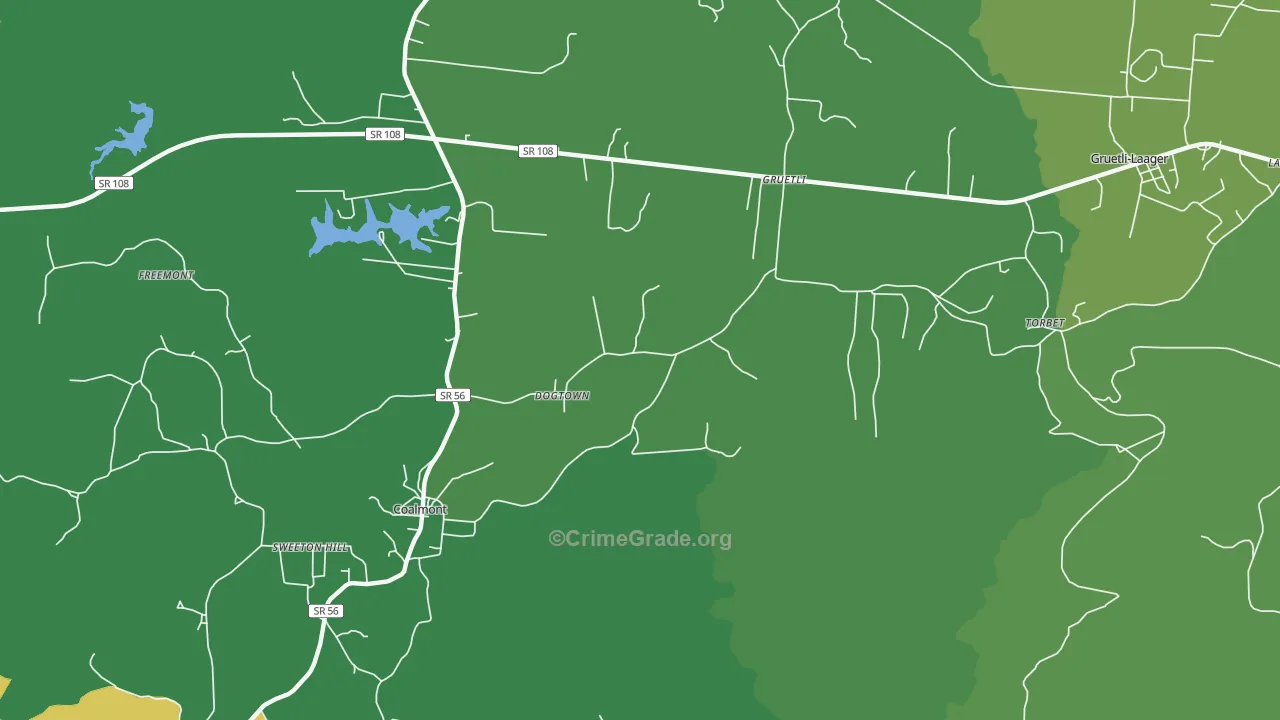 Dogtown, TN Map of Vehicle Theft Rates