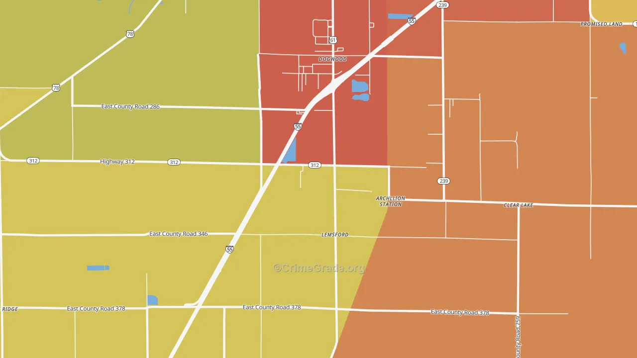 Dogwood, AR Map of Vehicle Theft Rates