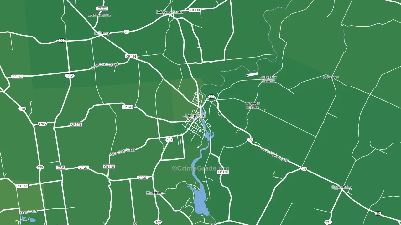 Dolgeville, NY Map of Vehicle Theft Rates