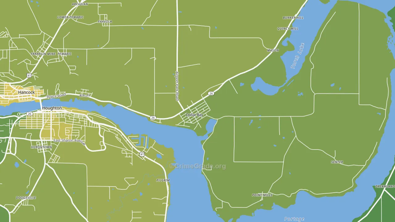 Dollar Bay, MI Map of Vehicle Theft Rates