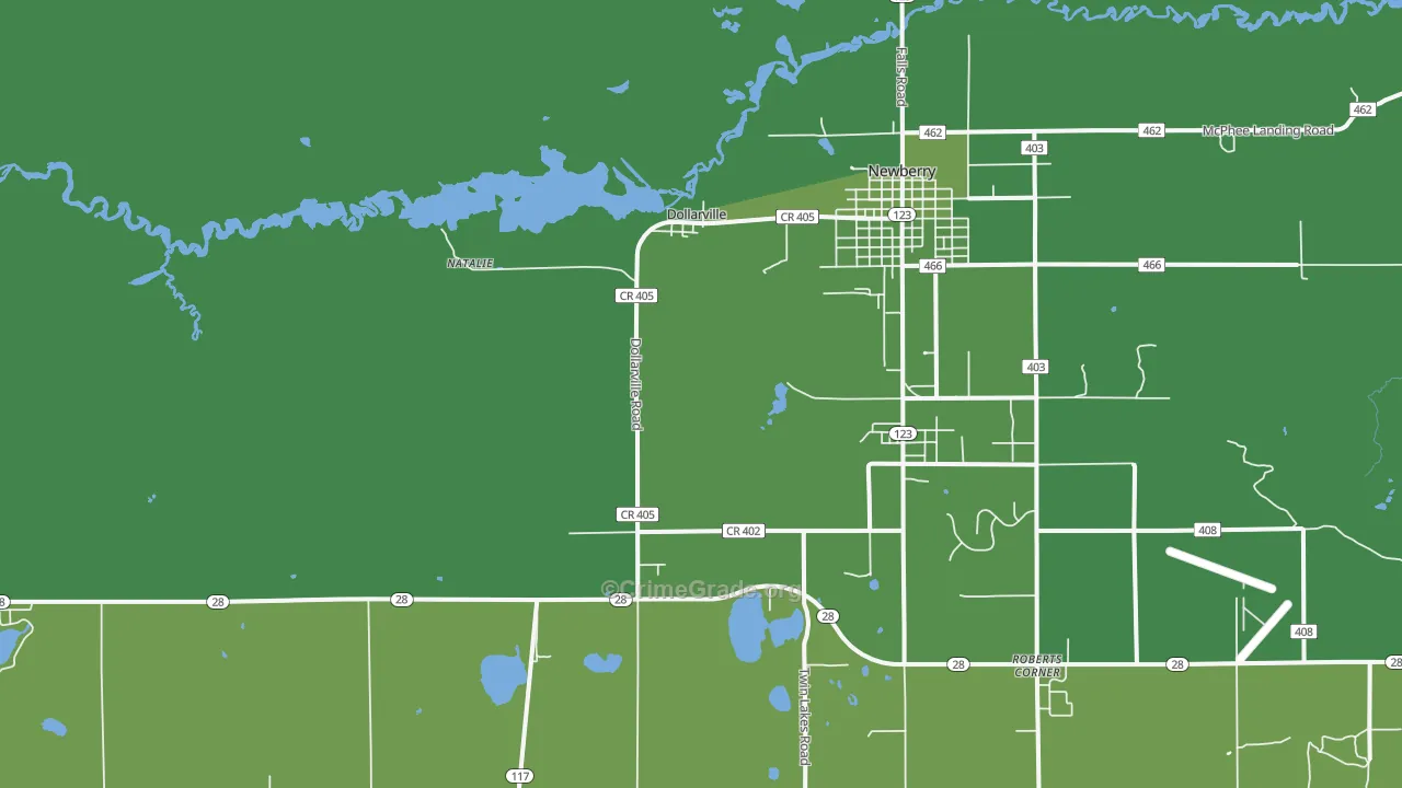 Dollarville, MI Map of Vehicle Theft Rates