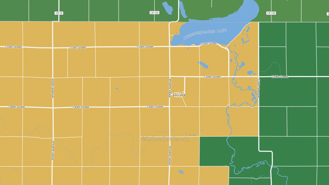 Dolliver, IA Map of Vehicle Theft Rates