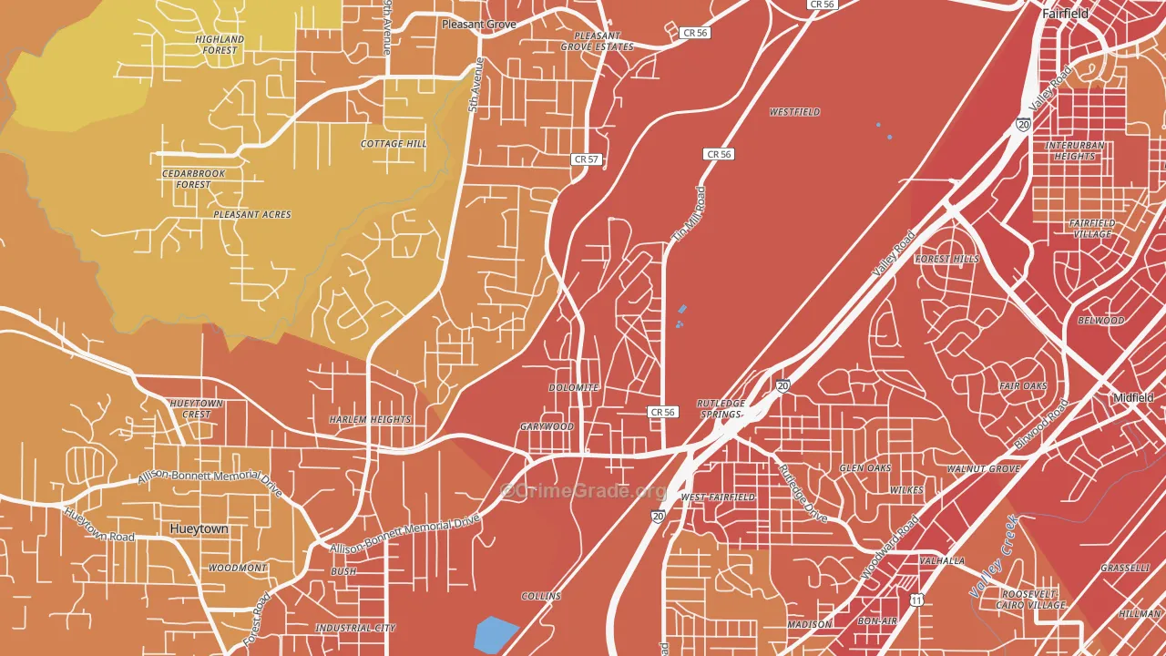 Dolomite, AL Map of Vehicle Theft Rates