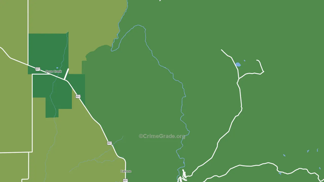 Dolores County, CO Map of Vehicle Theft Rates