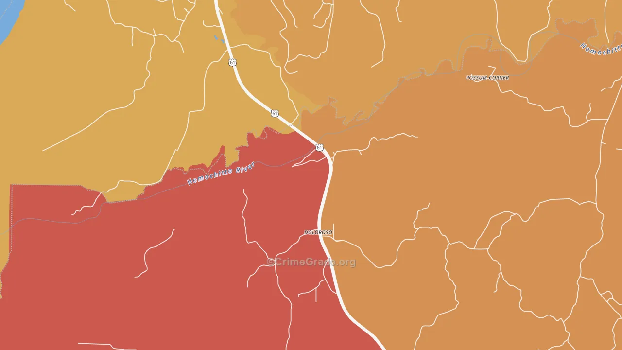 Doloroso, MS Map of Vehicle Theft Rates