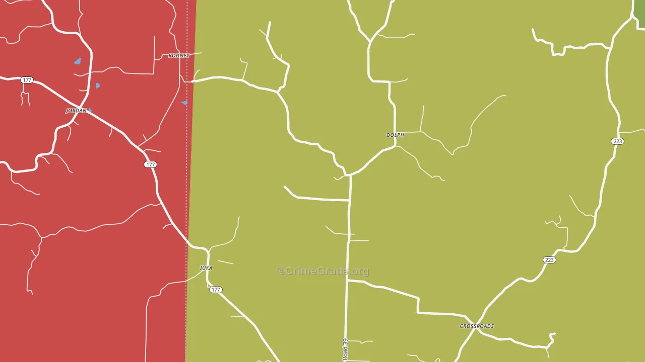 Dolph, AR Map of Vehicle Theft Rates