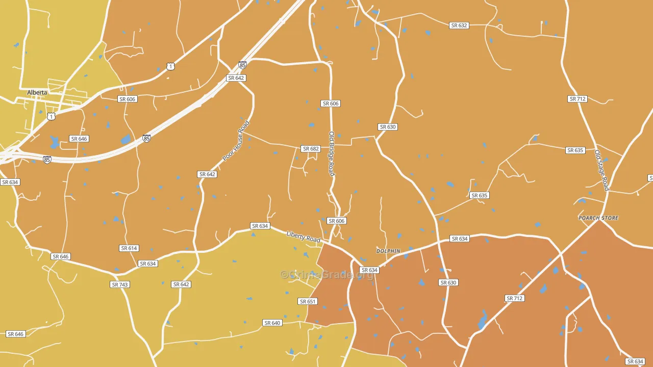 Dolphin, VA Map of Vehicle Theft Rates
