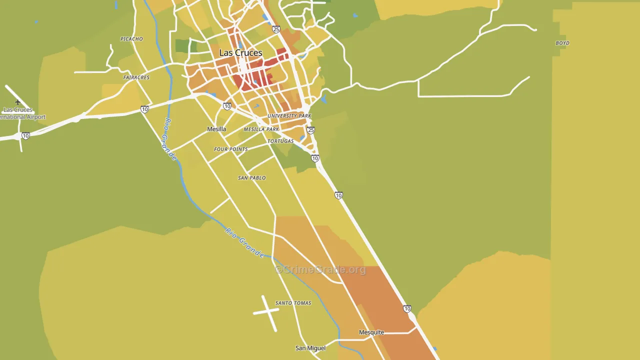 Dona Ana County, NM Map of Vehicle Theft Rates