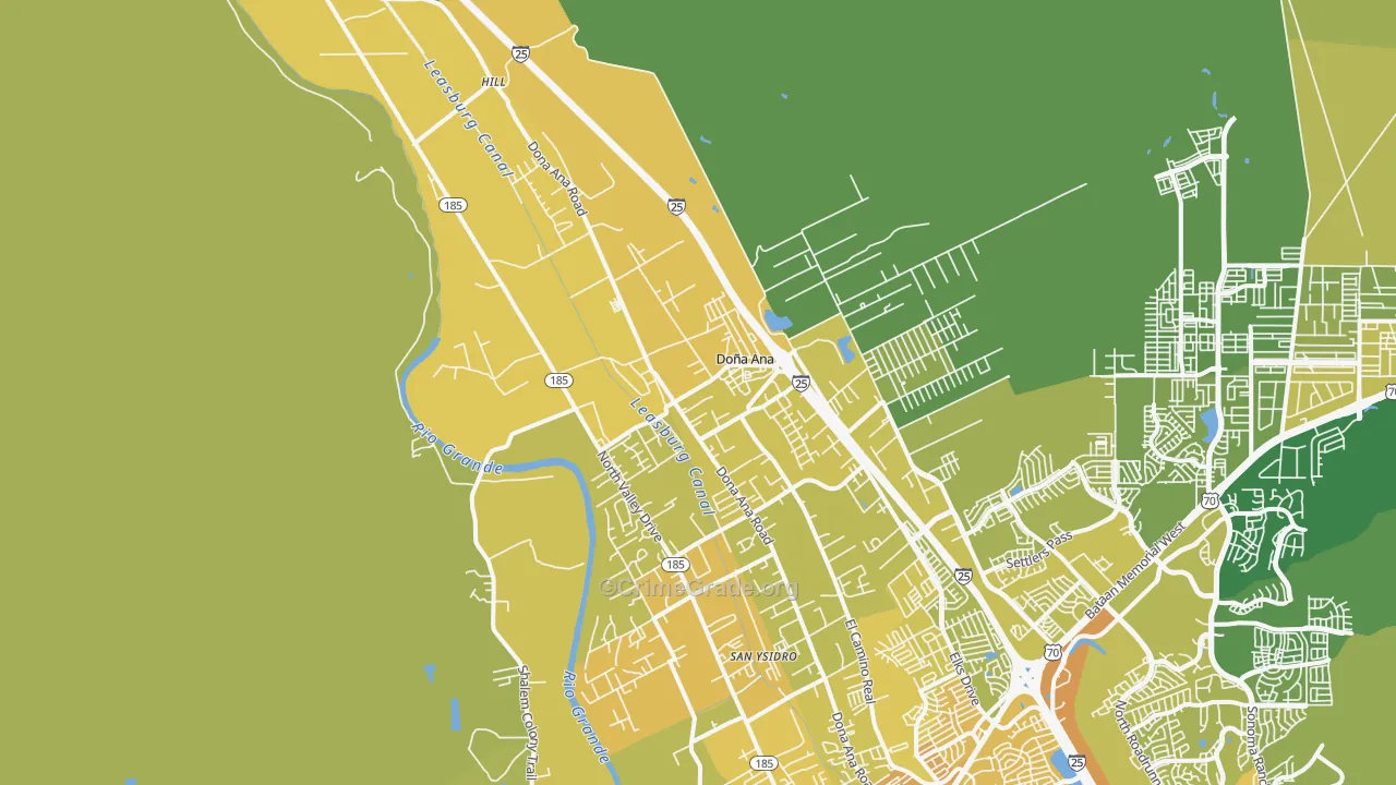 Dona Ana, NM Map of Vehicle Theft Rates