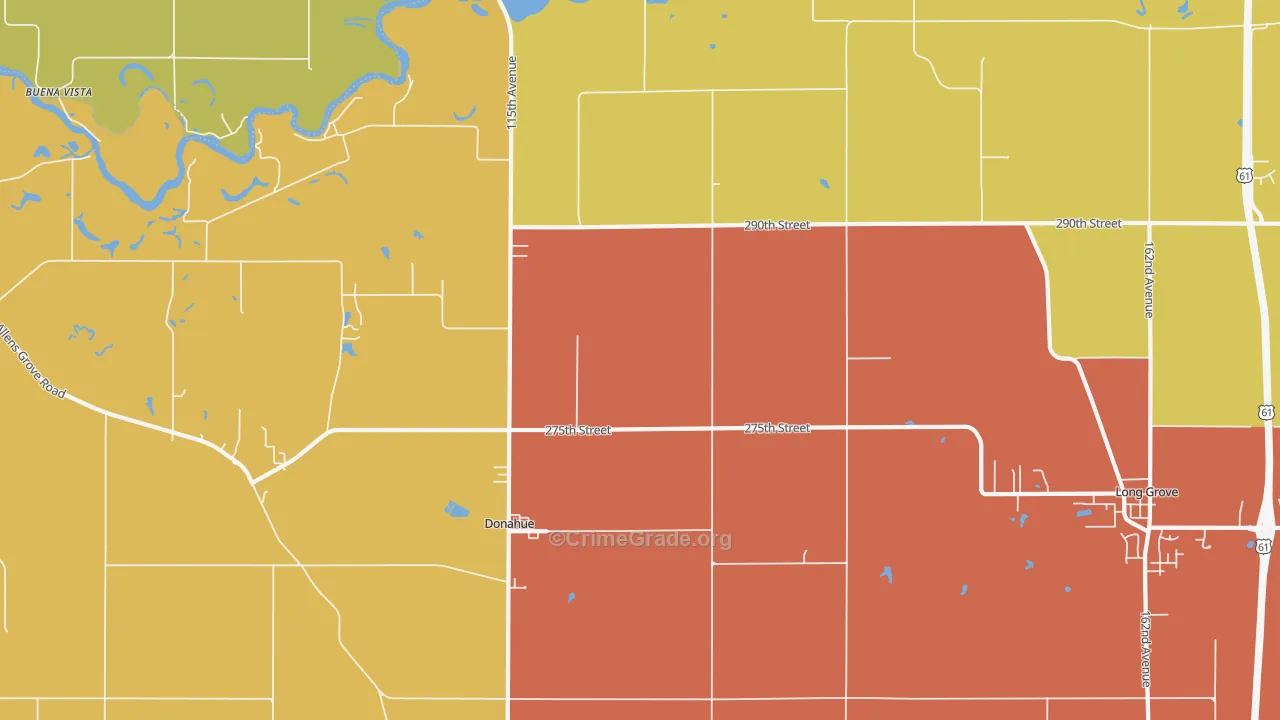 Donahue, IA Map of Vehicle Theft Rates
