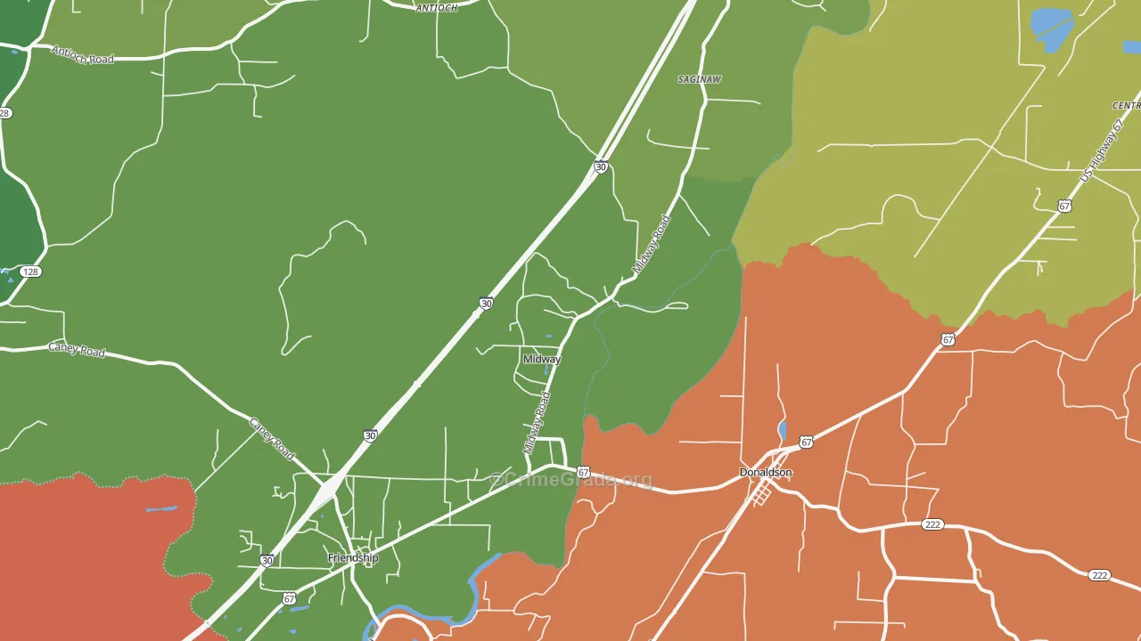 Donaldson, AR Map of Vehicle Theft Rates