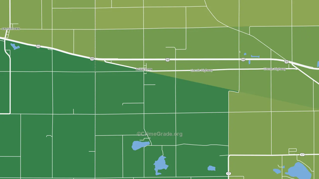 Donaldson, IN Map of Vehicle Theft Rates