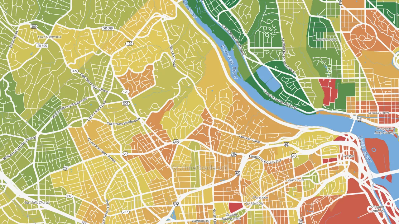 Donaldson Run, Arlington, VA Map of Vehicle Theft Rates