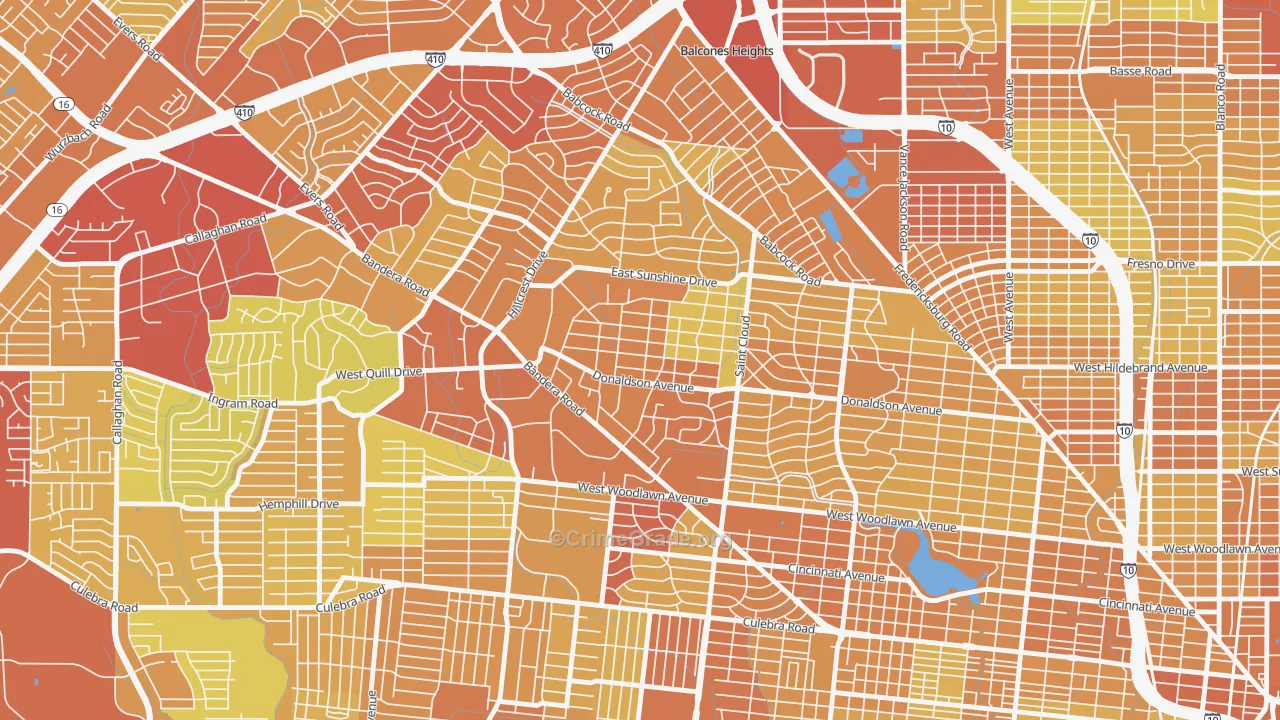 Donaldson Terrace, San Antonio, TX Map of Vehicle Theft Rates