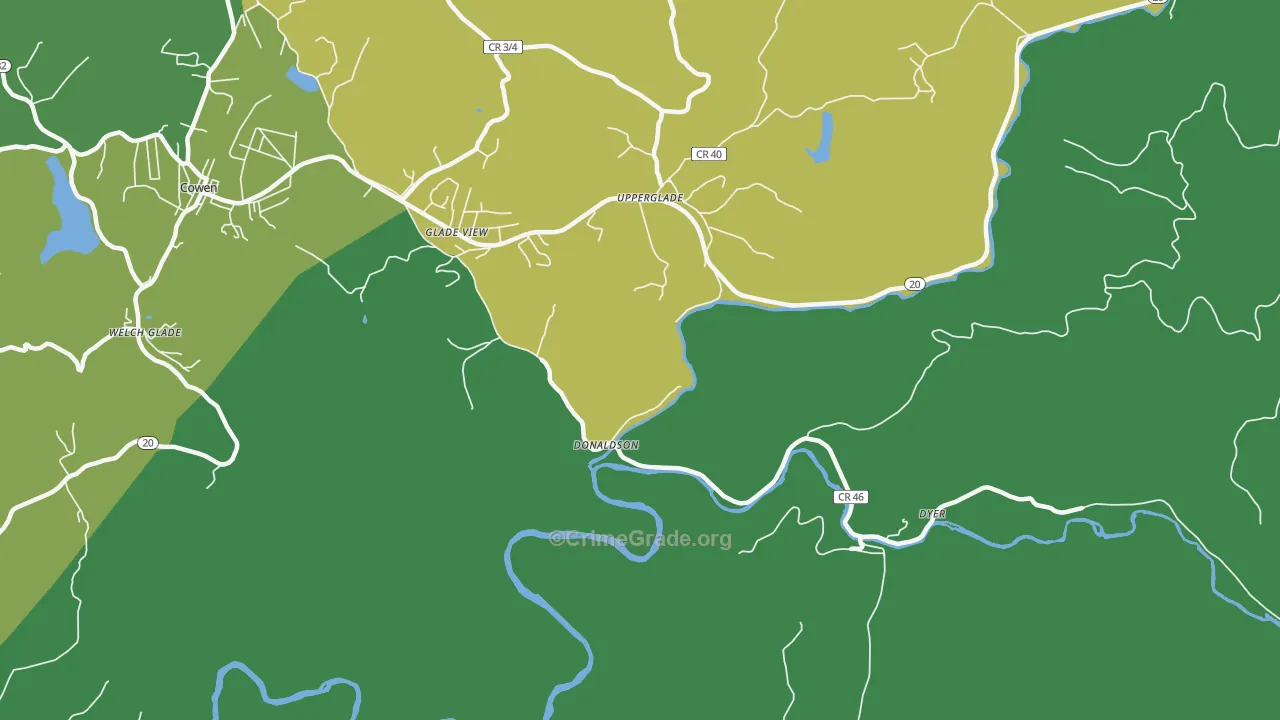Donaldson, WV Map of Vehicle Theft Rates