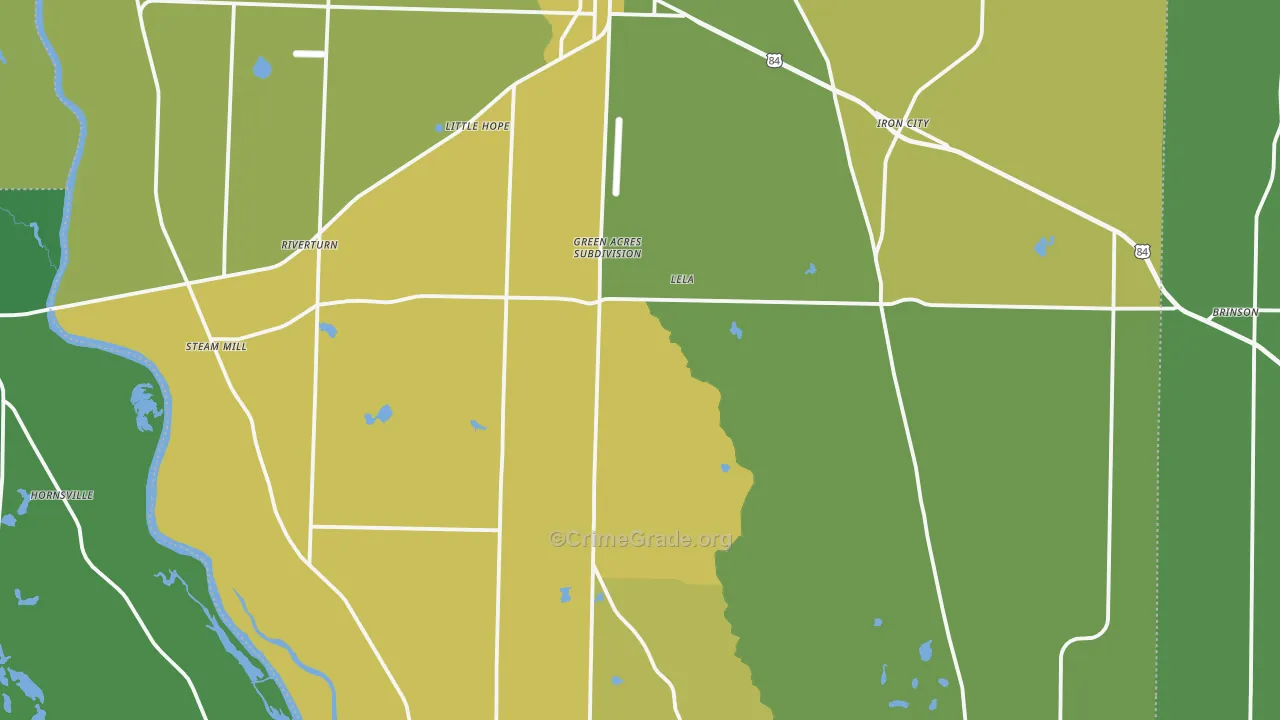Donalsonville, GA Map of Vehicle Theft Rates