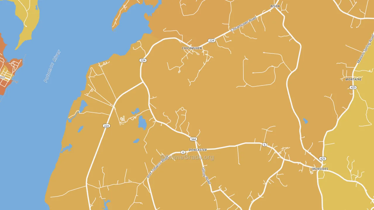 Doncaster, MD Map of Vehicle Theft Rates