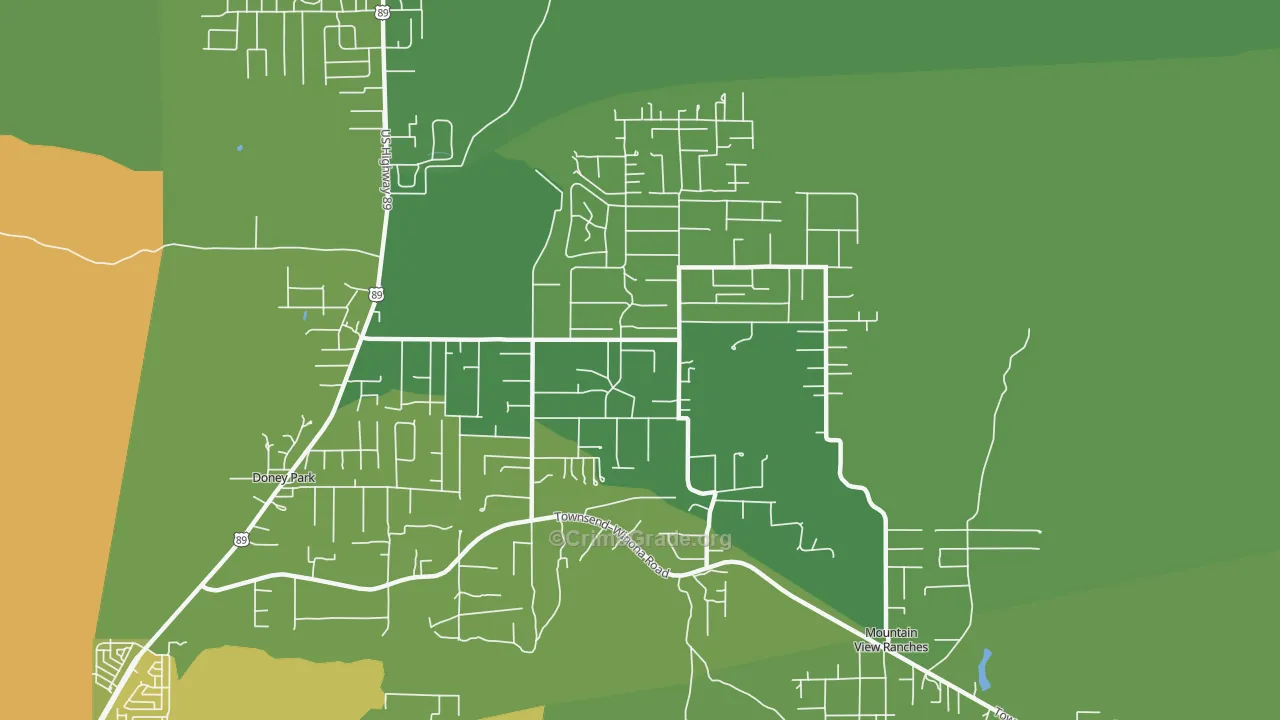Doney Park, AZ Map of Vehicle Theft Rates