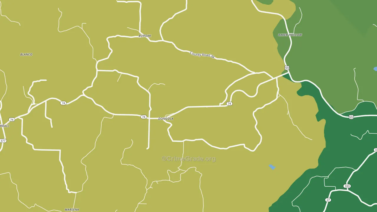 Dongola, AR Map of Vehicle Theft Rates