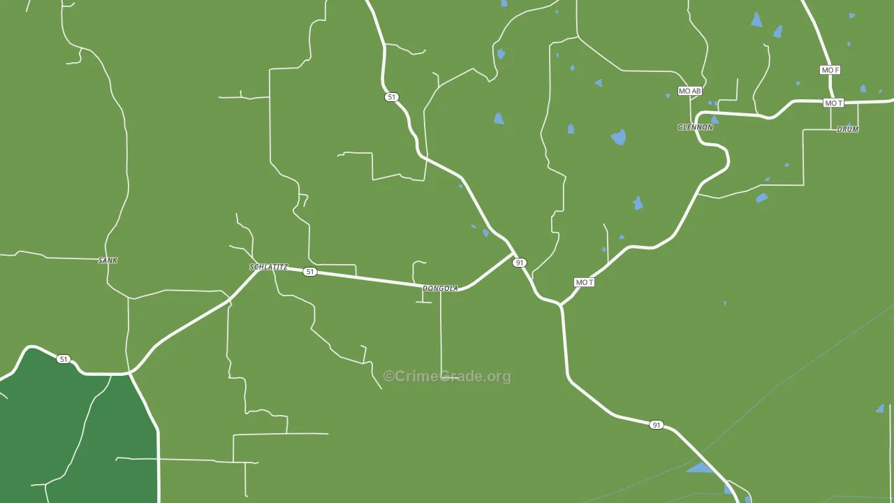 Dongola, MO Map of Vehicle Theft Rates