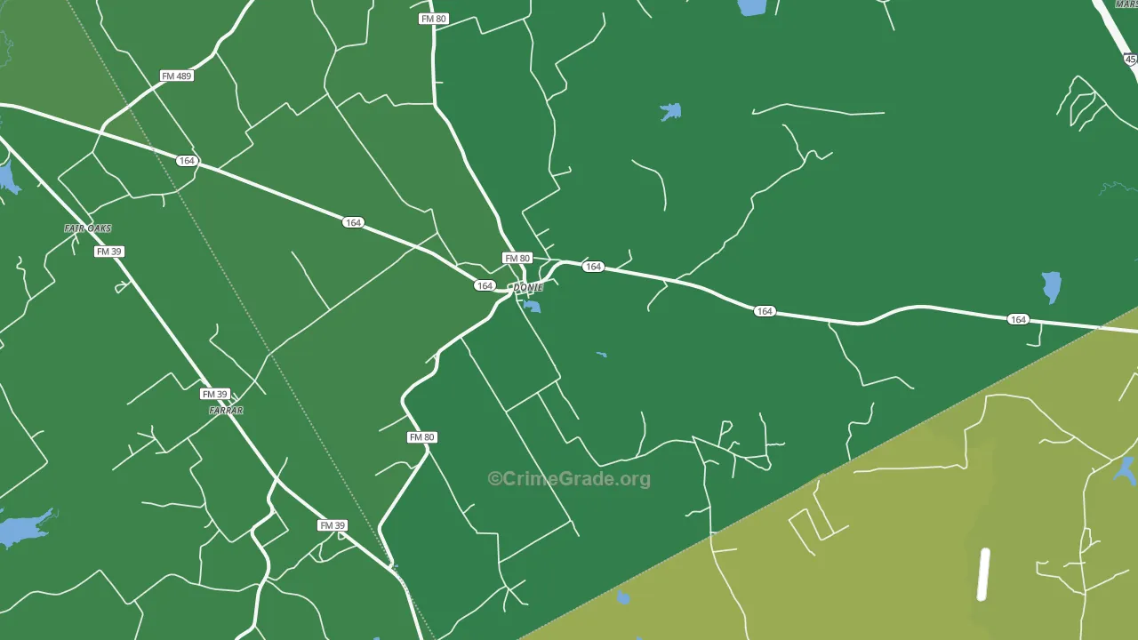 Donie, TX Map of Vehicle Theft Rates