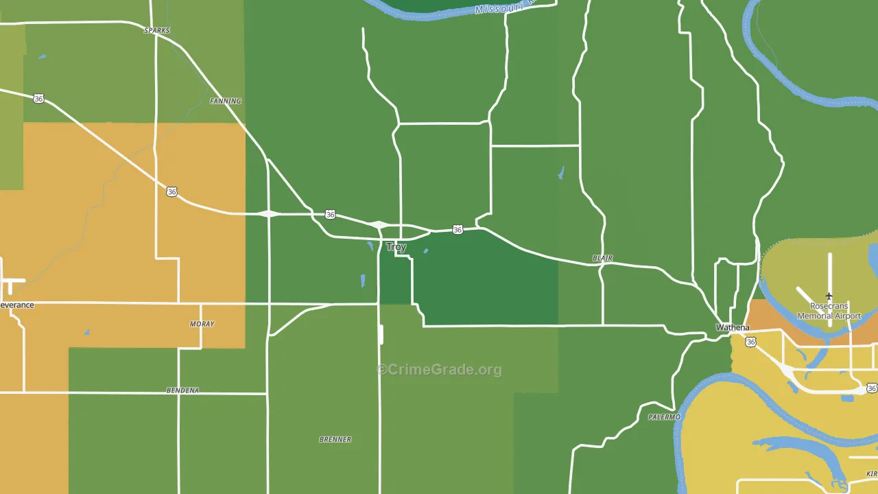 Doniphan County, KS Map of Vehicle Theft Rates