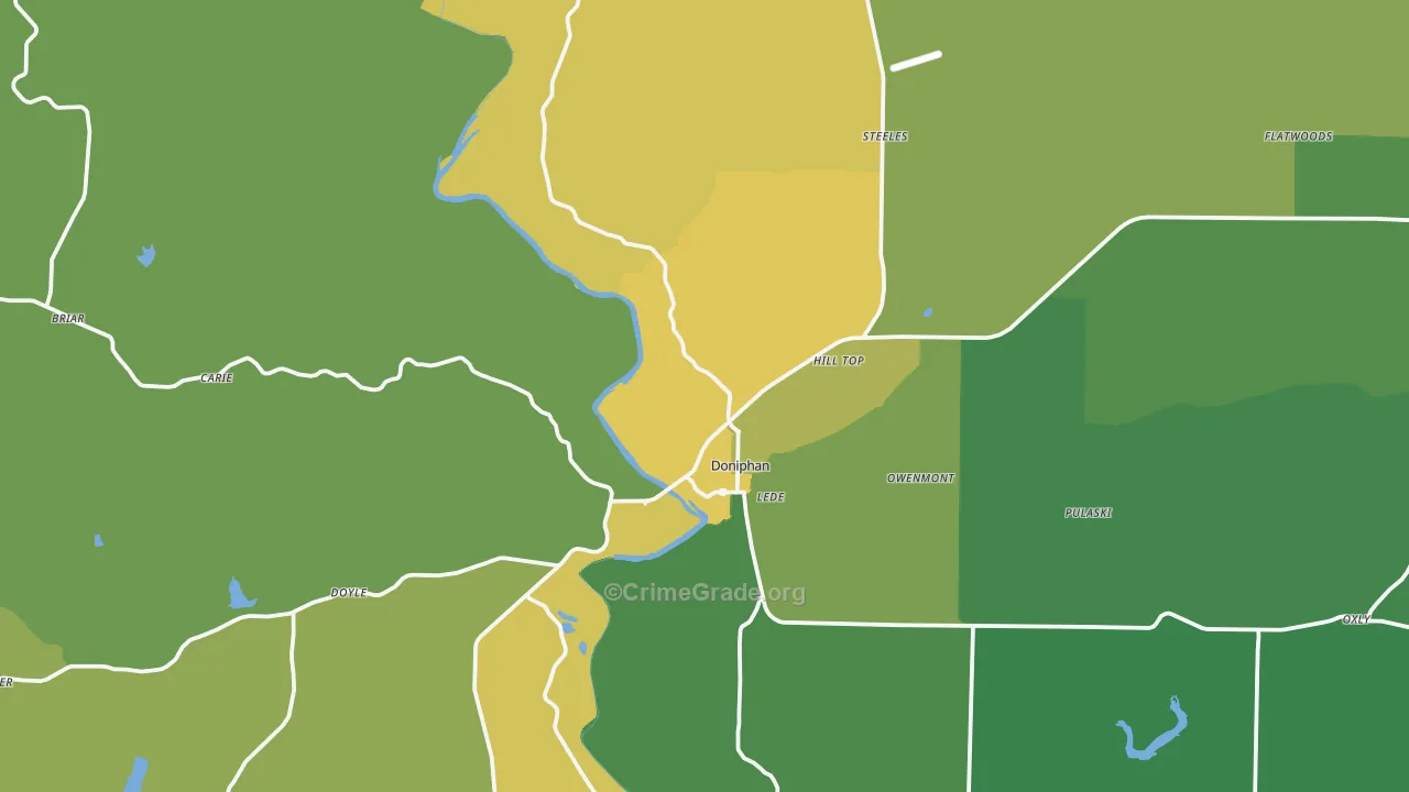 Doniphan, MO Map of Vehicle Theft Rates