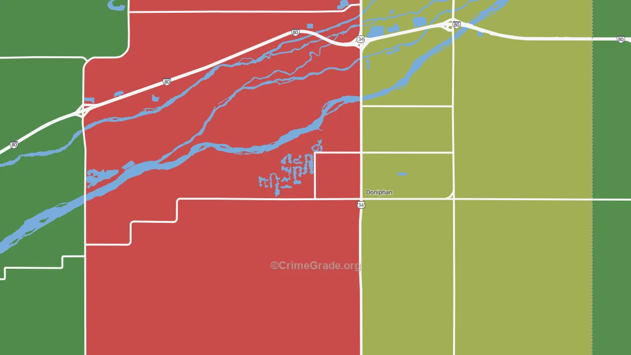 Doniphan, NE Map of Vehicle Theft Rates