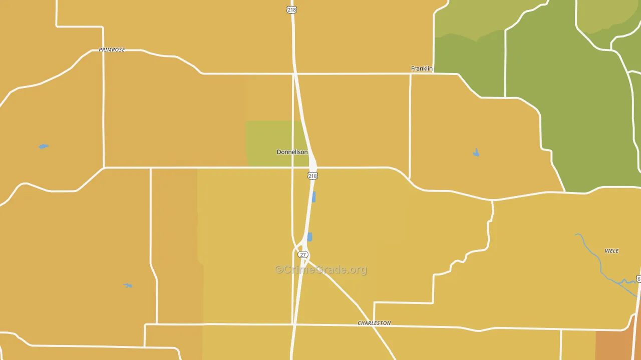 Donnellson, IA Map of Vehicle Theft Rates
