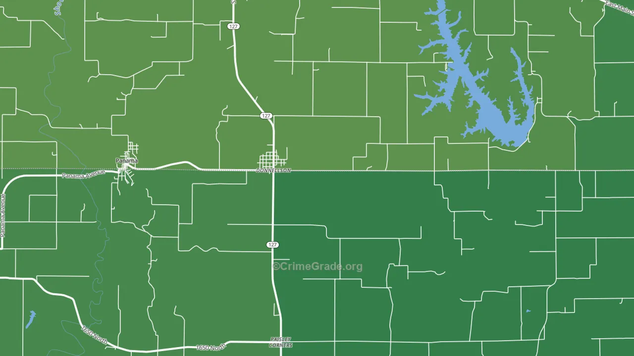 Donnellson, IL Map of Vehicle Theft Rates