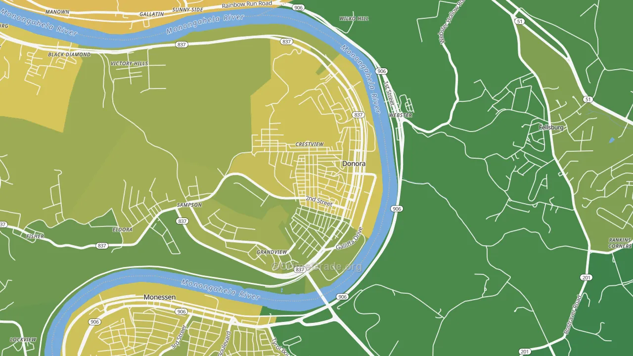 Donora, PA Map of Vehicle Theft Rates