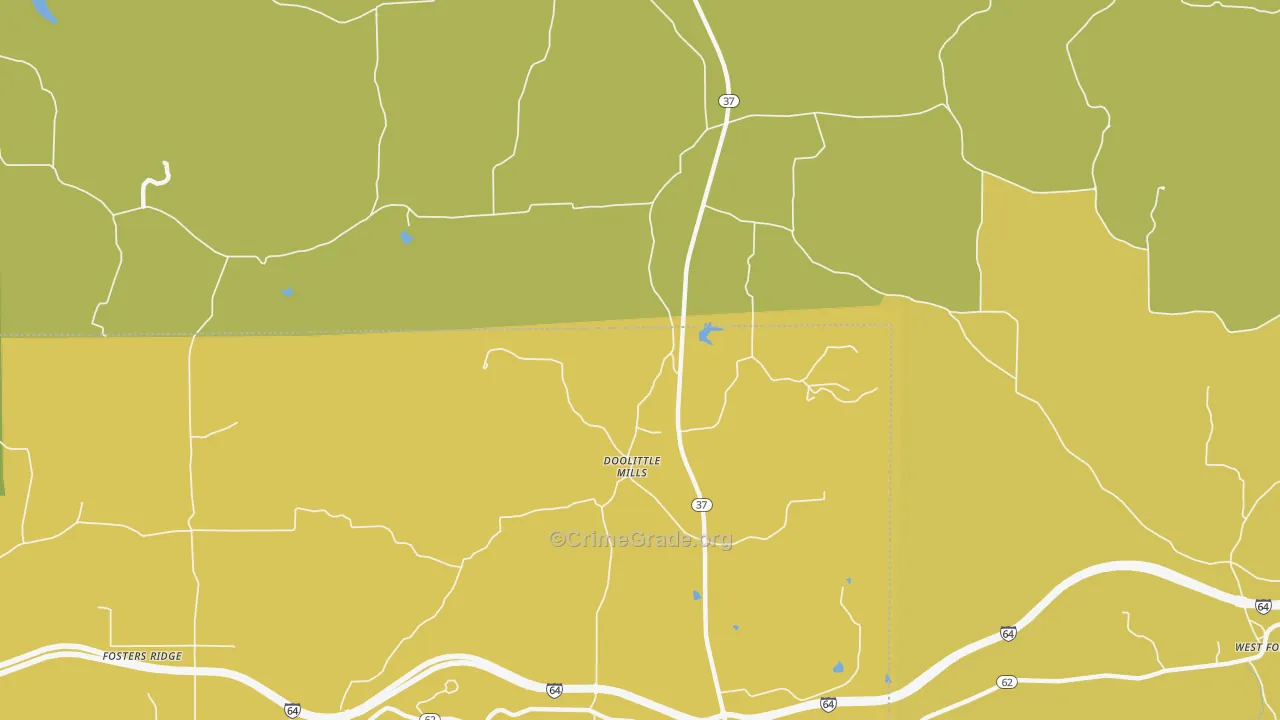 Doolittle Mills, IN Map of Vehicle Theft Rates