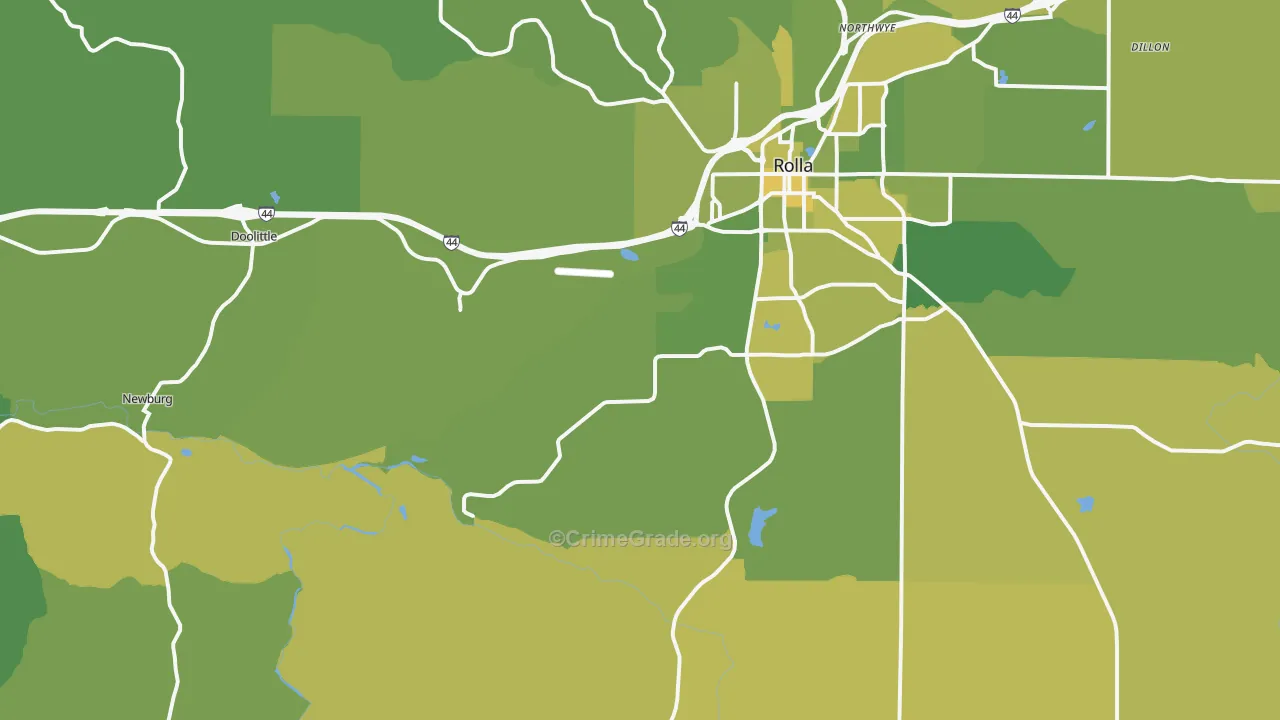 Doolittle, MO Map of Vehicle Theft Rates