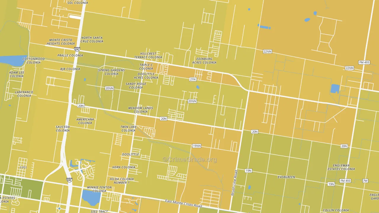 Doolittle, TX Map of Vehicle Theft Rates