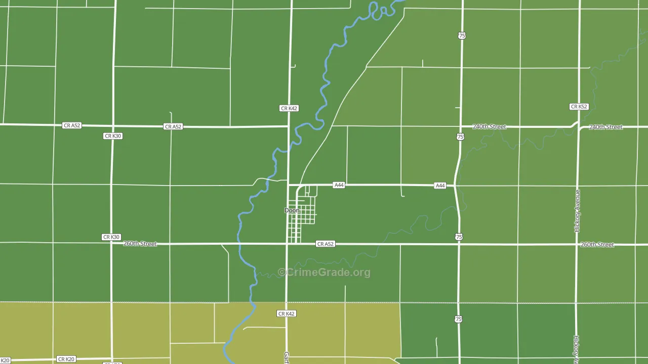 Doon, IA Map of Vehicle Theft Rates