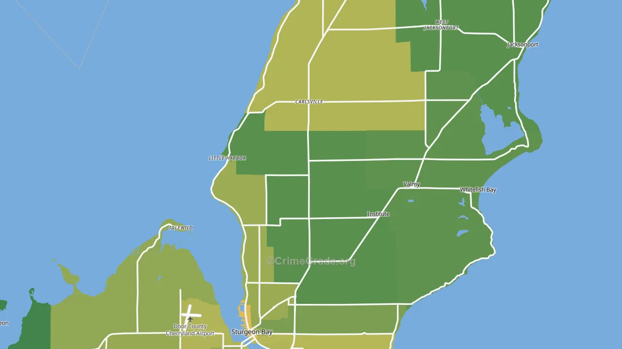 Door County, WI Map of Vehicle Theft Rates