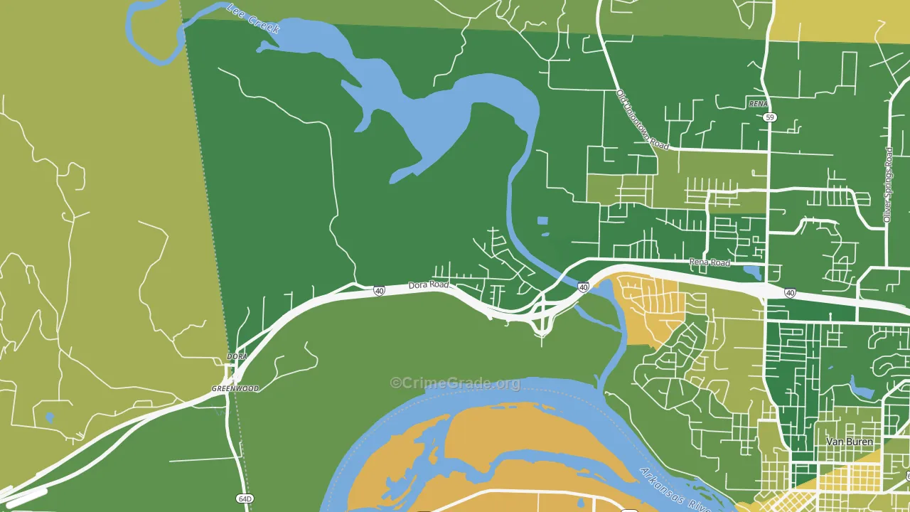 Dora, AR Map of Vehicle Theft Rates
