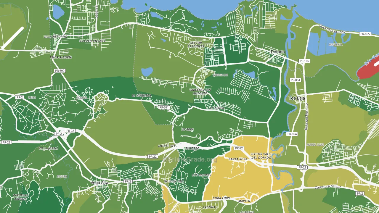 Dorado, PR Map of Vehicle Theft Rates
