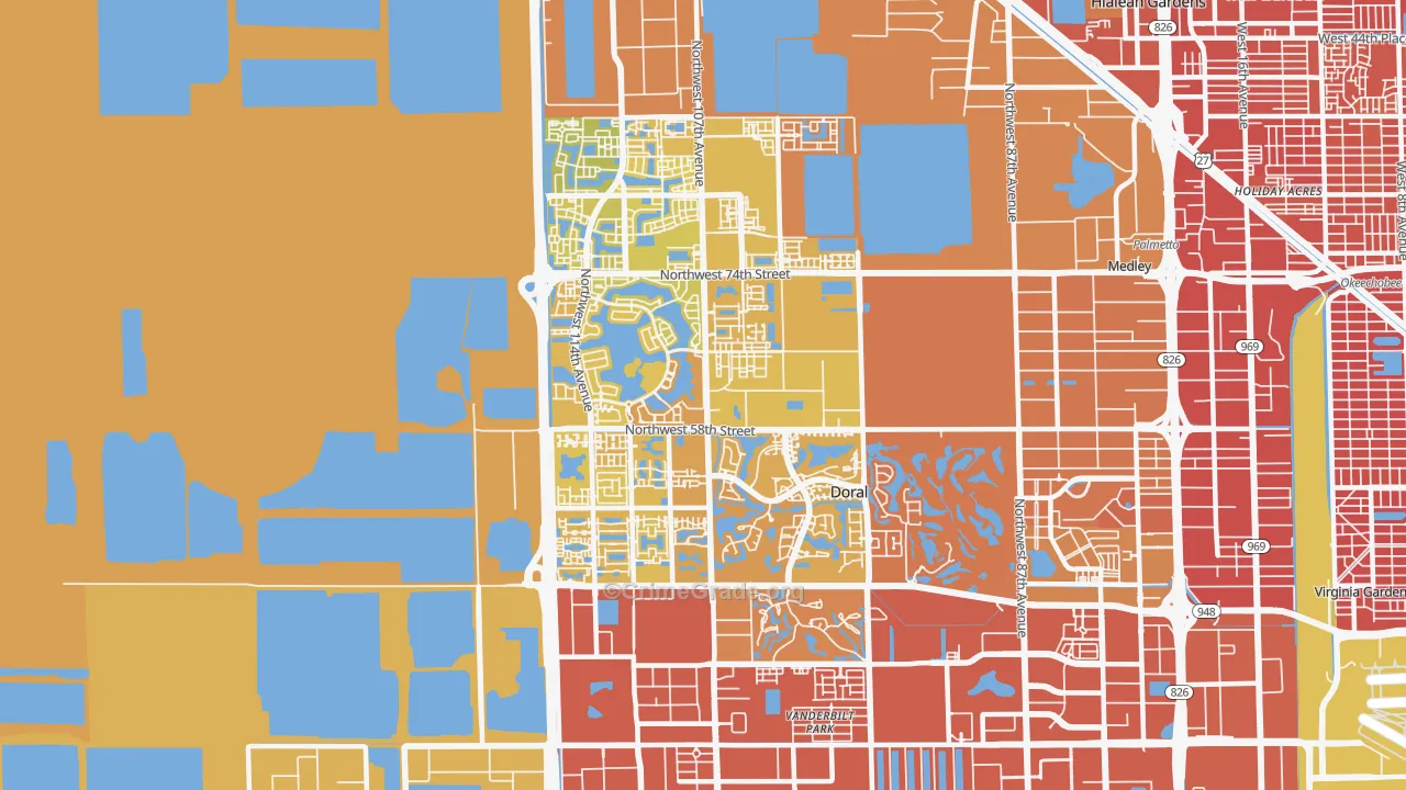 Doral, FL Map of Vehicle Theft Rates