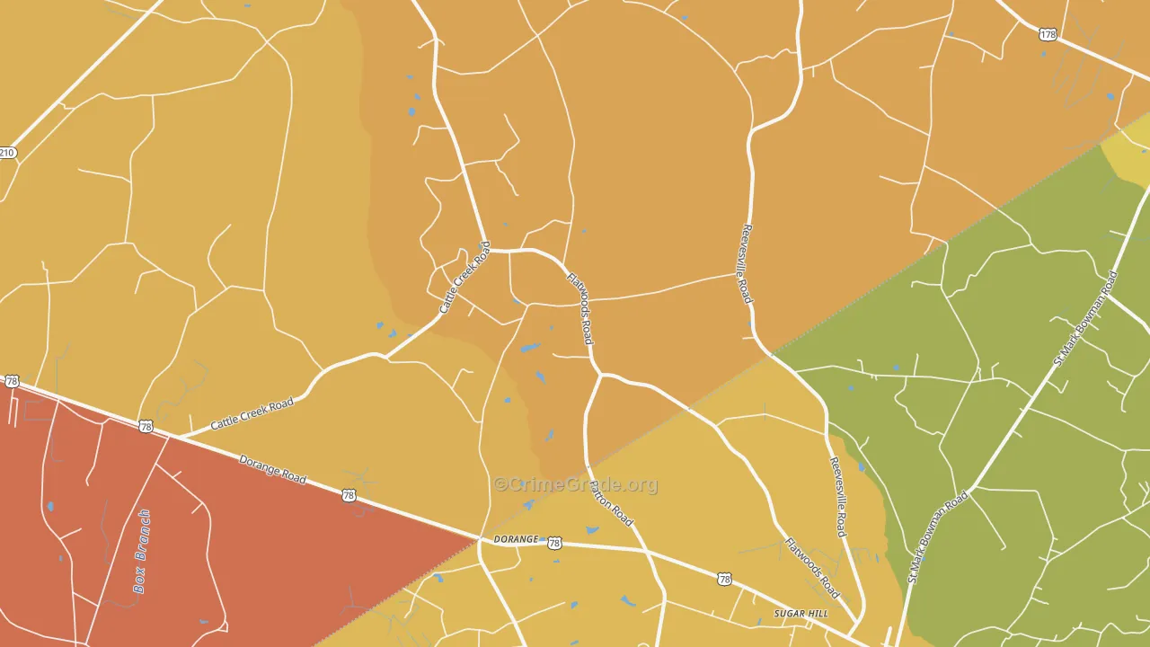 Dorange, SC Map of Vehicle Theft Rates